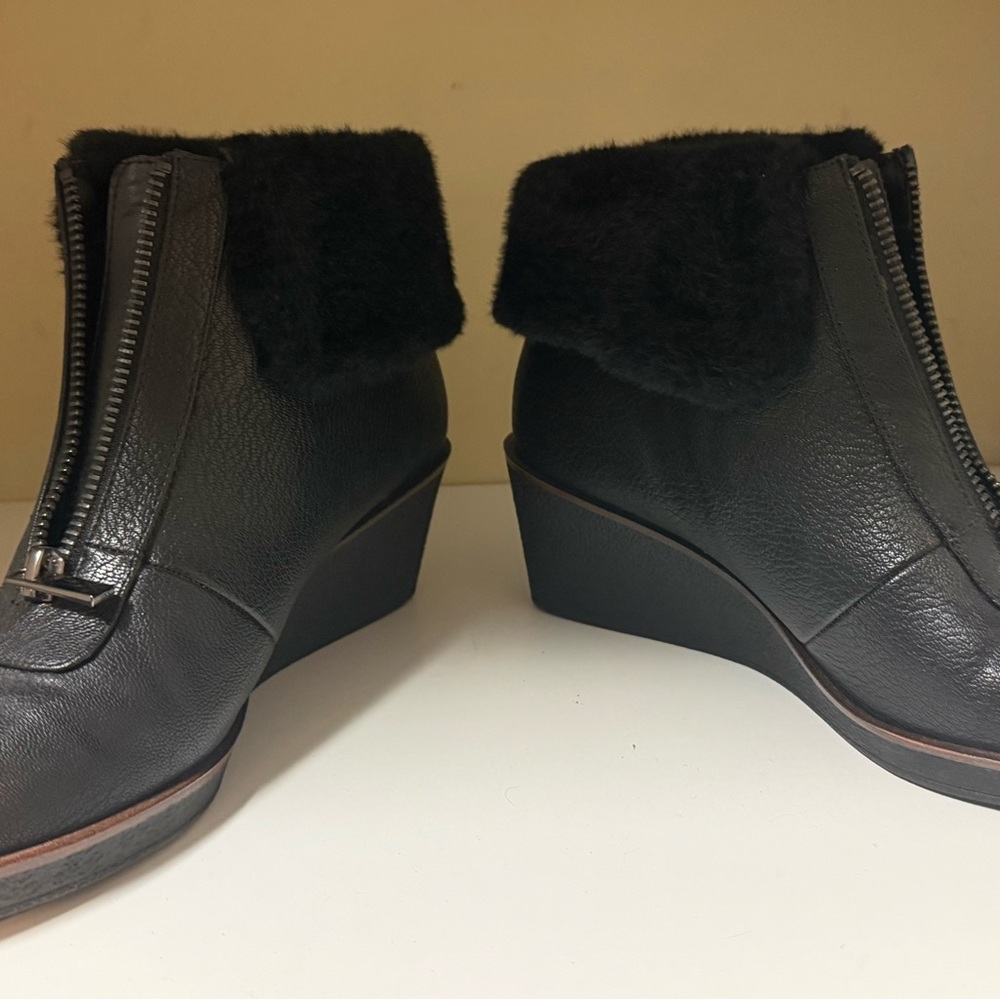 A2 By Aerosoles Black Ankle Booties with Faux Fur